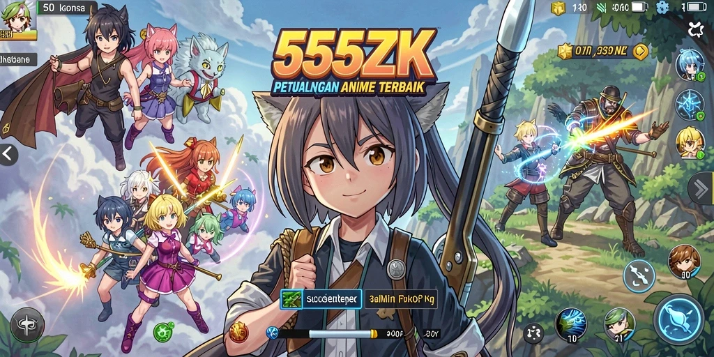 Screenshot 555ZK menunjukkan karakter Anime beraksi dalam petualangan yang mendebarkan.