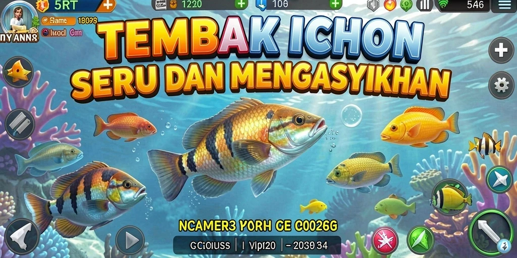 Screenshot utama 5RT menampilkan aksi seru dalam menangkap ikan.
