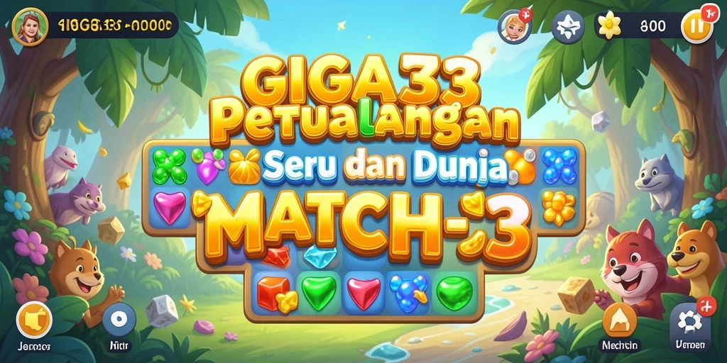 Tampilan menarik dari gameplay GIGA33 dengan kombinasi permata warna-warni.