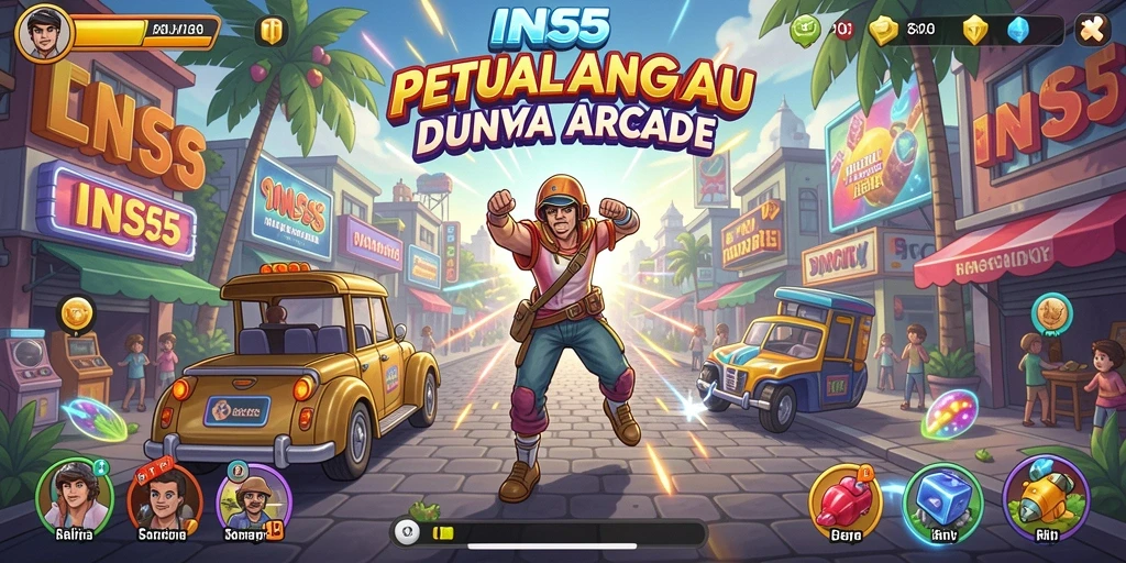 Tampilan gameplay <strong>INS55</strong> yang penuh aksi dan warna.
