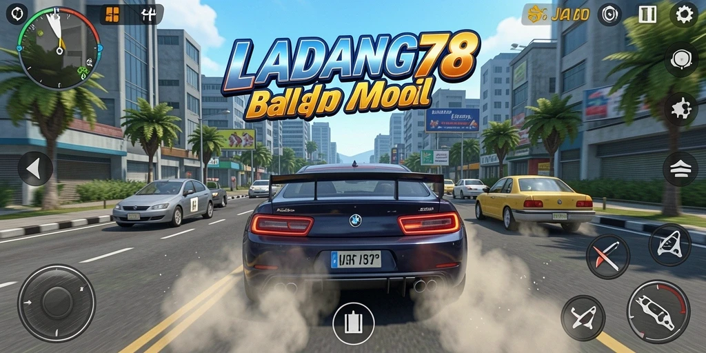 Tangkapan layar gameplay <strong>LADANG78</strong> menampilkan keseruan balapan di jalur yang menantang.
