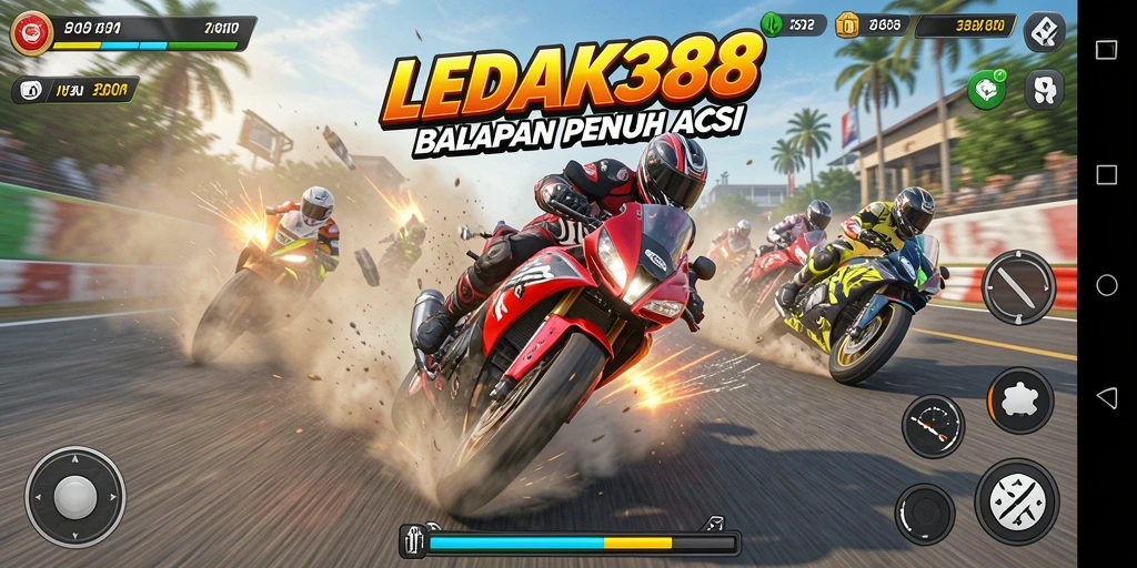 Gameplay mendebarkan dari LEDAK388 dengan lintasan balap yang menantang.